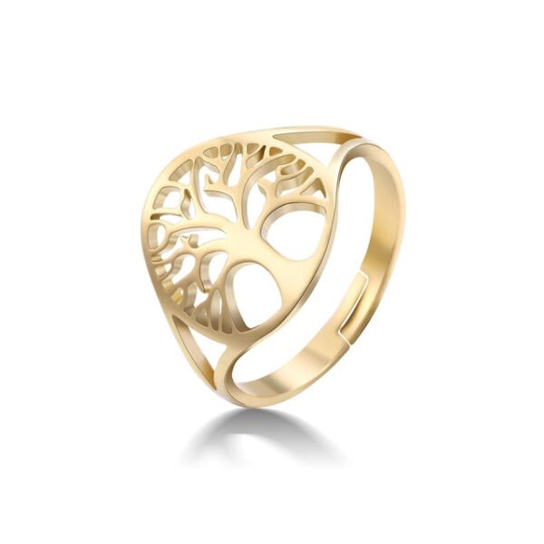 Lucktune Tree of Life Ring for Women Men Stainless Steel Gold Color Viking Rings Fashion Valentine's Day Wicca Jewelry Gift