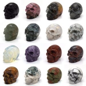 product-image-1829142405 1.5" Skull Statue Natural Stones Carved Healing Crystals Ornament Reiki Witchcraft Supplies Gemstone Wicca Halloween Decorations