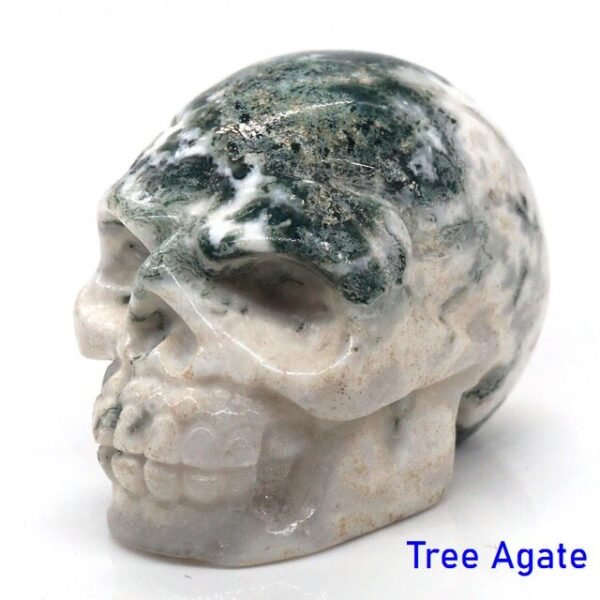 1.5" Skull Statue Natural Stones Carved Healing Crystals Ornament Reiki Witchcraft Supplies Gemstone Wicca Halloween Decorations