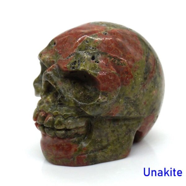 1.5" Skull Statue Natural Stones Carved Healing Crystals Ornament Reiki Witchcraft Supplies Gemstone Wicca Halloween Decorations