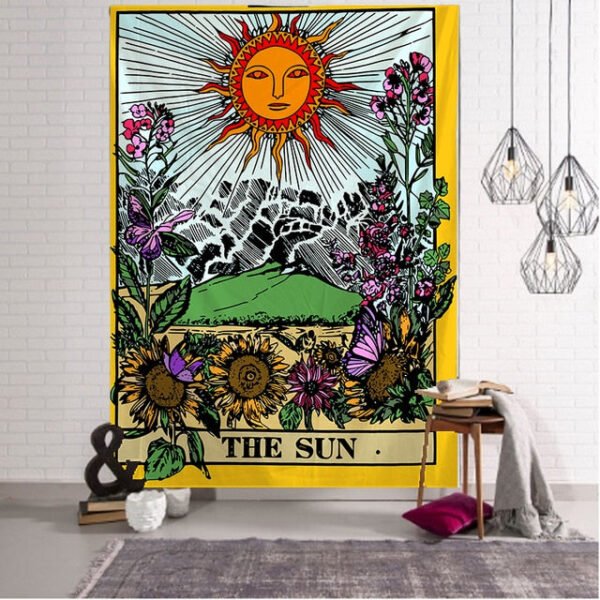Tarot Card The Sun Tapestry Mandala Tapestry Hippie Macrame Tapestry Wall Hanging Boho Decor Witchcraft Tapestry