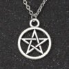 Fashion Pentagram Star Chakra Stones Pendant Necklace for Women Supernatural Vintage Jewelry Wicca Witchcraft Choker Goth  Satan