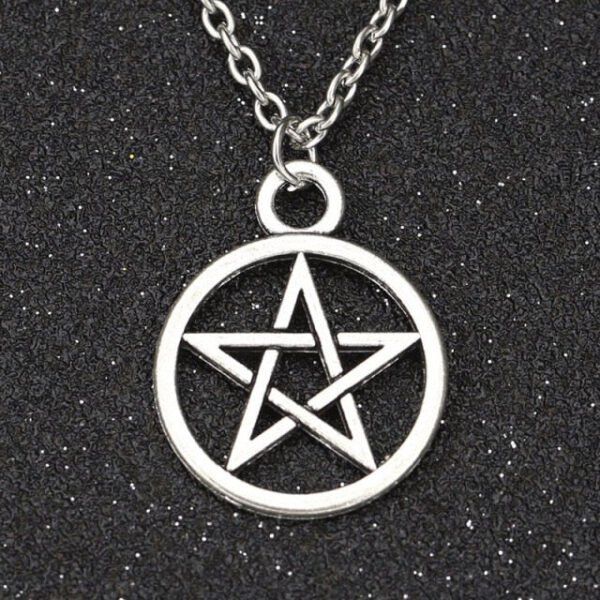 Fashion Pentagram Star Chakra Stones Pendant Necklace for Women Supernatural Vintage Jewelry Wicca Witchcraft Choker Goth  Satan