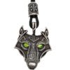 Green Black Red Eyes Wolf Amulet Pendant