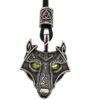Green Black Red Eyes Wolf Amulet Pendant