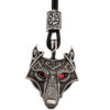 Green Black Red Eyes Wolf Amulet Pendant