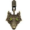 Green Black Red Eyes Wolf Amulet Pendant