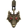 Green Black Red Eyes Wolf Amulet Pendant