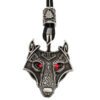 Green Black Red Eyes Wolf Amulet Pendant