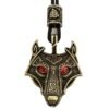 Green Black Red Eyes Wolf Amulet Pendant