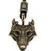 Green Black Red Eyes Wolf Amulet Pendant