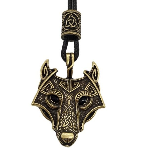 Green Black Red Eyes Wolf Amulet Pendant
