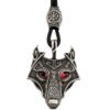 Green Black Red Eyes Wolf Amulet Pendant