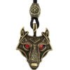 Green Black Red Eyes Wolf Amulet Pendant