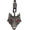 Green Black Red Eyes Wolf Amulet Pendant