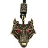 Green Black Red Eyes Wolf Amulet Pendant