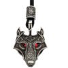 Green Black Red Eyes Wolf Amulet Pendant