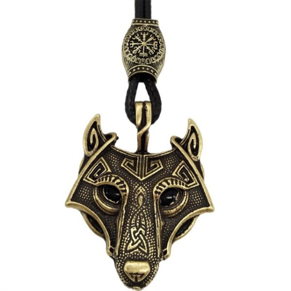 Green Black Red Eyes Wolf Amulet Pendant
