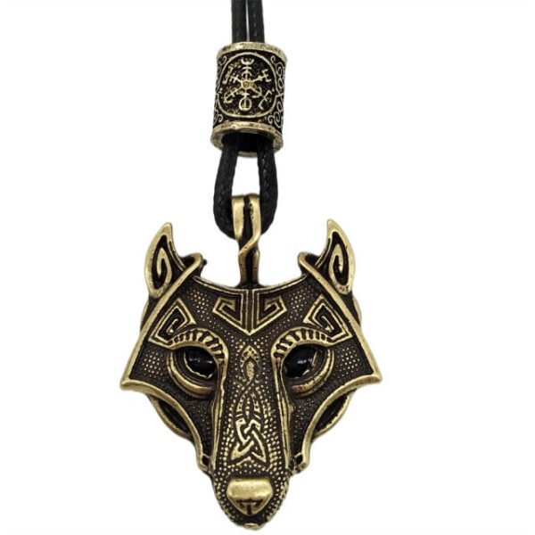 Green Black Red Eyes Wolf Amulet Pendant