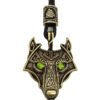 Green Black Red Eyes Wolf Amulet Pendant