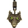 Green Black Red Eyes Wolf Amulet Pendant