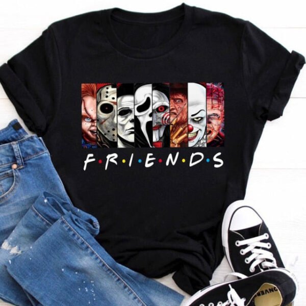 Friends Horror Oversized T Shirt Wicca Gothic Clothes Punk Cool T-shirts Halloween Edgy Graphic Tees Grunge Devil Rock Clothing