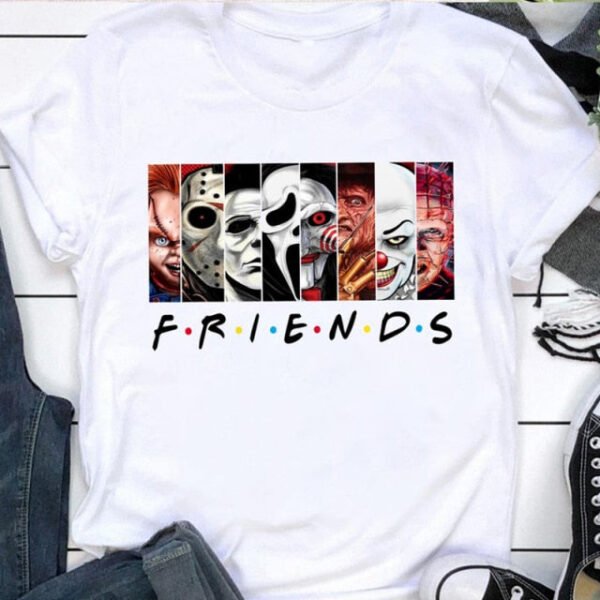 Friends Horror Oversized T Shirt Wicca Gothic Clothes Punk Cool T-shirts Halloween Edgy Graphic Tees Grunge Devil Rock Clothing
