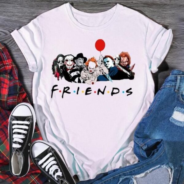 Friends Horror Oversized T Shirt Wicca Gothic Clothes Punk Cool T-shirts Halloween Edgy Graphic Tees Grunge Devil Rock Clothing