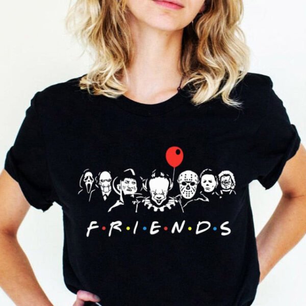 Friends Horror Oversized T Shirt Wicca Gothic Clothes Punk Cool T-shirts Halloween Edgy Graphic Tees Grunge Devil Rock Clothing