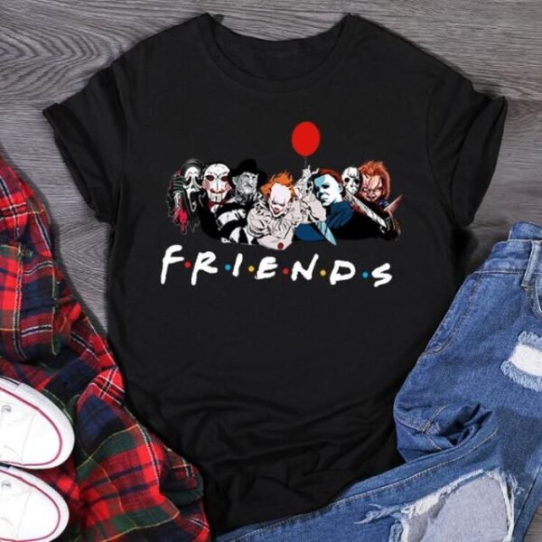 Friends Horror Oversized T Shirt Wicca Gothic Clothes Punk Cool T-shirts Halloween Edgy Graphic Tees Grunge Devil Rock Clothing