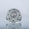 Ancient Egypt Eye of Horus Sterling Silver Ring with Cubic Zirconia