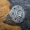 Ancient Egypt Eye of Horus Sterling Silver Ring with Cubic Zirconia