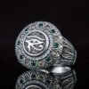 Ancient Egypt Eye of Horus Sterling Silver Ring with Cubic Zirconia