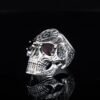 Freemason Skull Sterling Silver Ring with Square & Compass Symbol