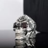 Freemason Skull Sterling Silver Ring with Square & Compass Symbol