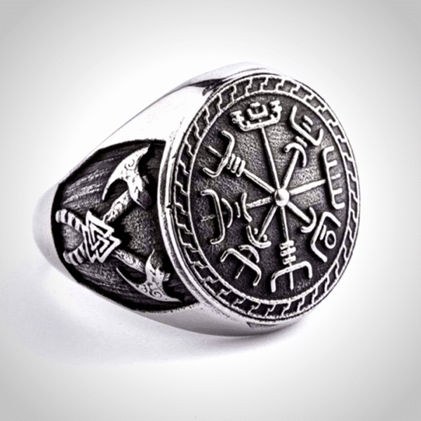 Rings Hand-Crafted Stainless Steel Viking Vegvisir Ring Ancient Treasures Ancientreasures Viking Odin Thor Mjolnir Celtic Ancient Egypt Norse Norse Mythology
