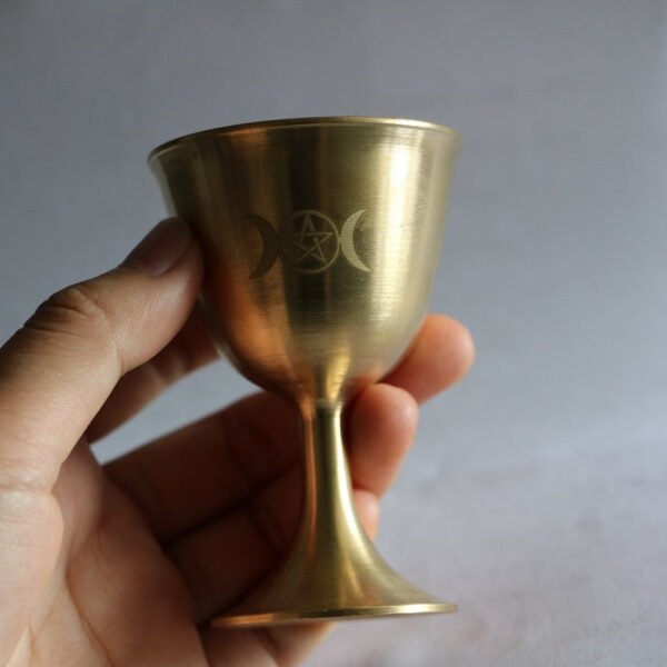 ritual cup tarot Pentagram altar goblet wicca Goldplate brass ceremony moon Divination Astrological tool altar prop board game Tarot &Divination
