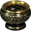 Home Fragrances ~Small Decorated Brass Charcoal Screen Incense Burner: 3 Piece Set