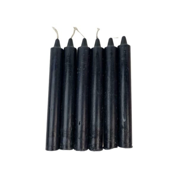 Magic Candle~Set Of 6 Black Taper Household 6" X 3/4" Candles Ritual Spell Wicca Pagan Altar