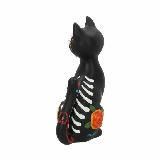 Magicun Giftware~Sugar Mexican Day Of The Dead Skull Cat Art Decoration Ornament Statue Figurine