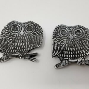 Wicca & Paganism~Perched Owl 4" Silver-Tone Metal Stick Incense Cone Burner 3-Legged Stand 2 pcs