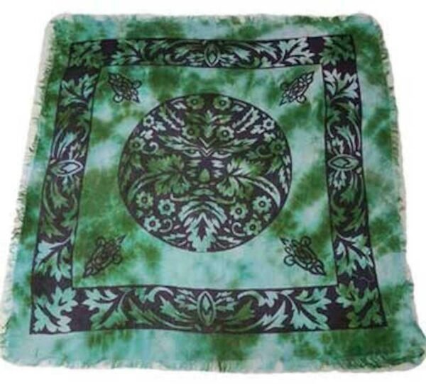 Witchcraft~Green Man Green & Black Tarot Altar Cloth 18" X 18" Wicca Pagan