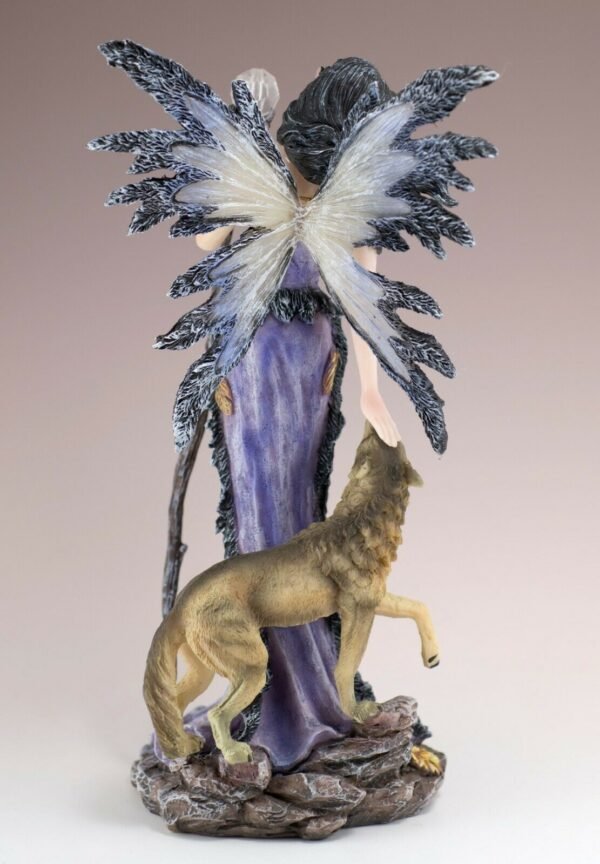 Fairy Collection~Purple Fairy With Wolf and Orb on Stick Figurine Statue 9.5" High Resin New