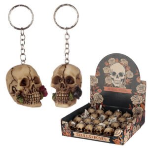 Collectable design~Skulls & Roses Skull Keyring Gothic