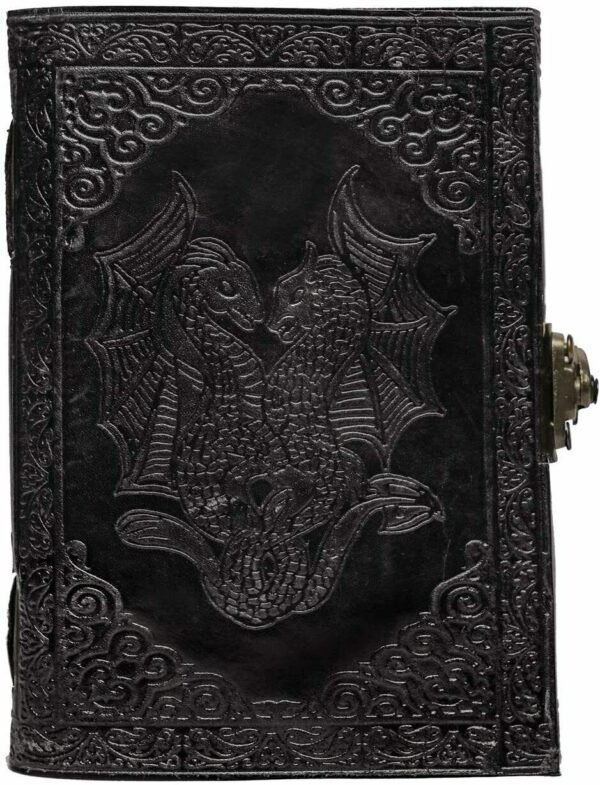 Home Decor~DOUBLE DRAGON Leather Journals Handmade Deckle Book Blank Notebook Bound Diary