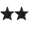 Magic Candle~Set of 2 Solid Metal Black Star Pentagram Taper Candle Holders Bases