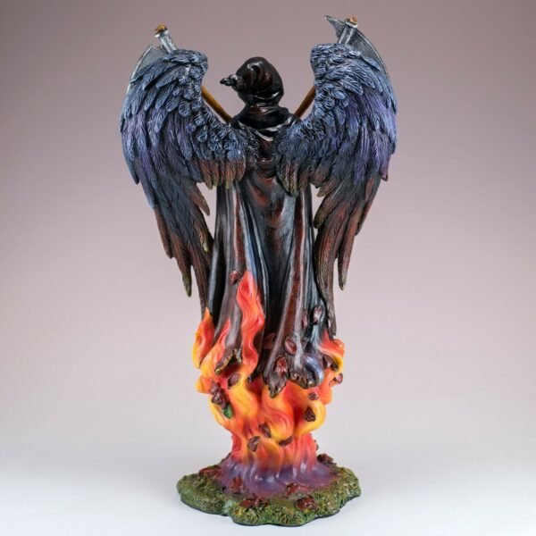 Fairy Collection~Grim Reaper Fairy Angel In Flames Holding Scythes Gothic Figurine Statue 10.25"H