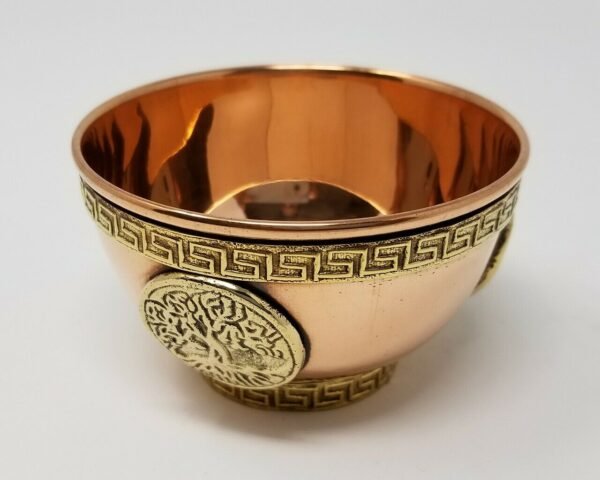 Wicca & Paganism~Tree of Life Copper Offering Bowl: Incense Resin Smudge Burner Holder Cauldron