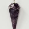 Magicun Stone~Lapidolite Pendulum with Chain, Faceted (Natural Crystal Stone)