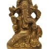 Hinduism Statues & Figures~Brass Antique Finish Ganesh Statue 3"H 2.5"W